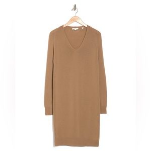 Women's Natural V-neck Long Sleeve Wool Blend Sweater